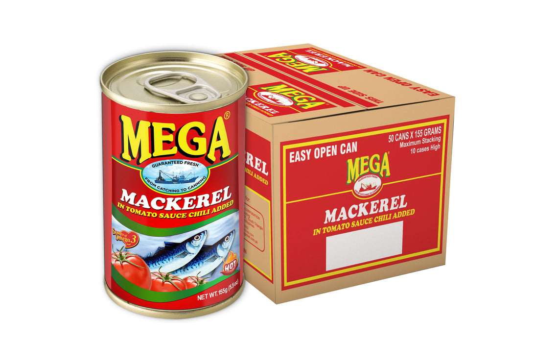 Mega Mackerel in Tomato Sauce w/ Chili Added 155g x 50